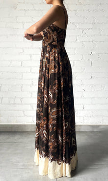Hemant And Nandita | Omya Viscose Crinkle Chiffon Long Dress | Brown Multi