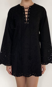 Hemant And Nandita | Rai Cotton Poplin Mini Dress | Black