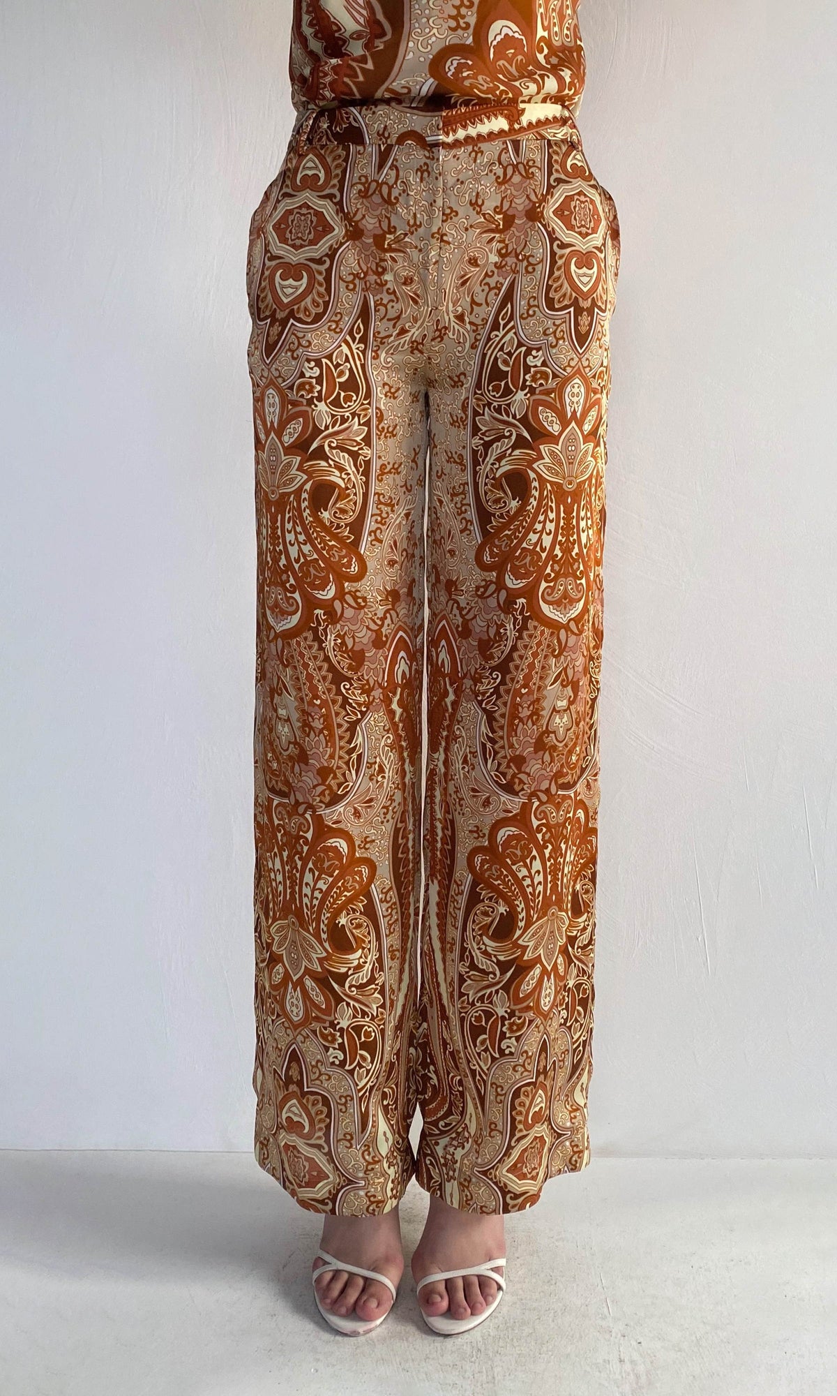 Hemant And Nandita | Rida Viscose Satin Straight Pants | Multi