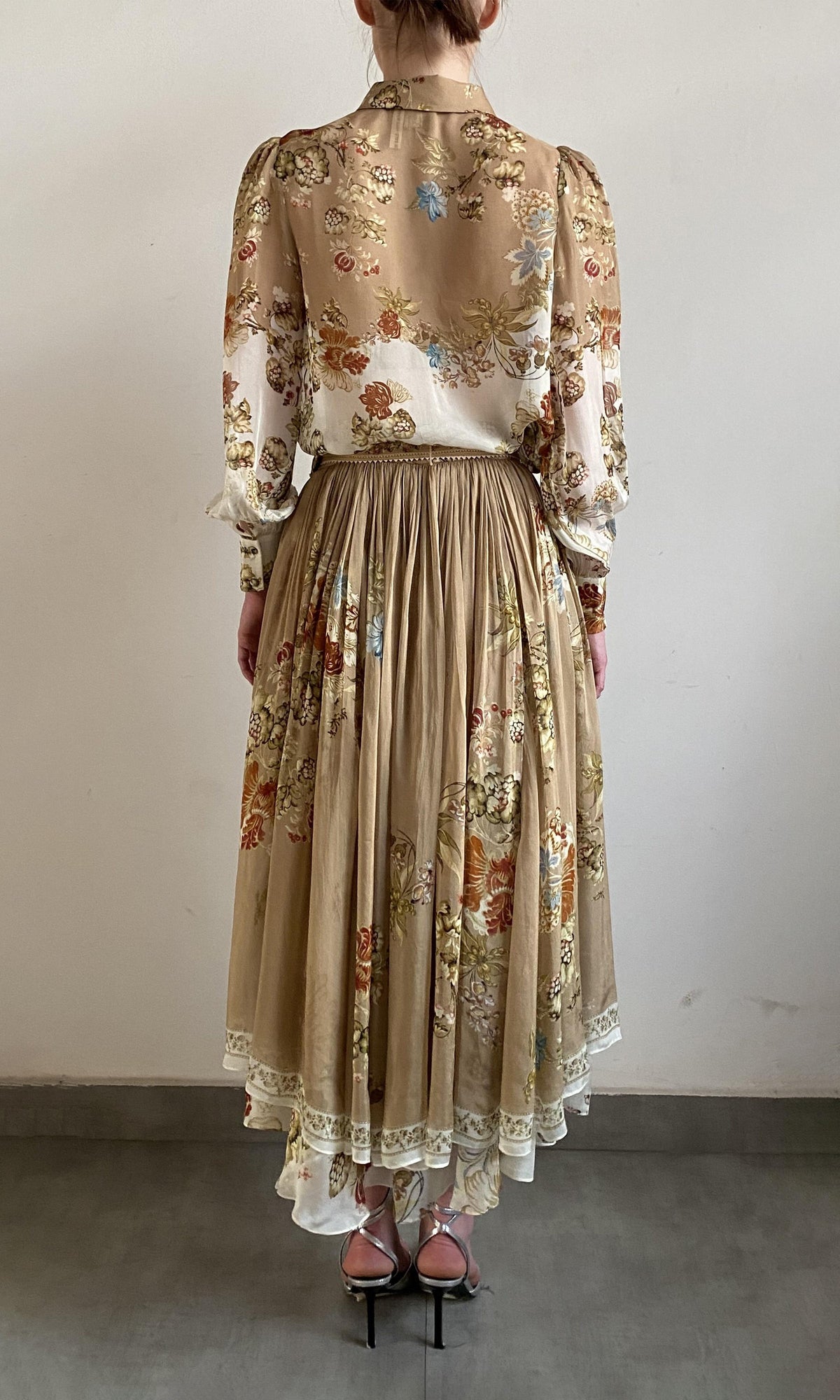 Hemant And Nandita | Rohi Flat Chiffon Shirt | Beige Brown