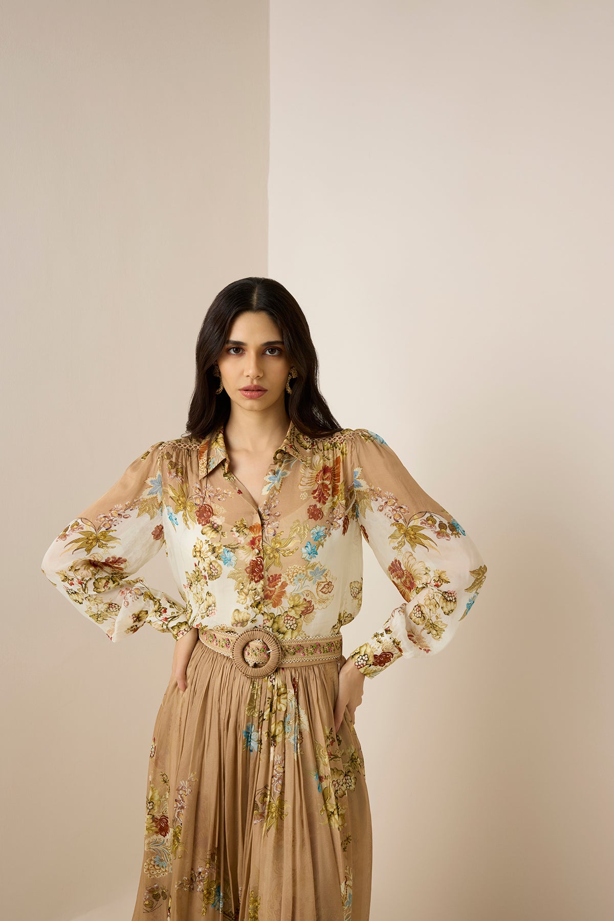 Boho Top With Cami | Brown Mix