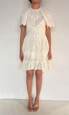 Hemant And Nandita | Ruby Cotton Schiffli Short Dress | White