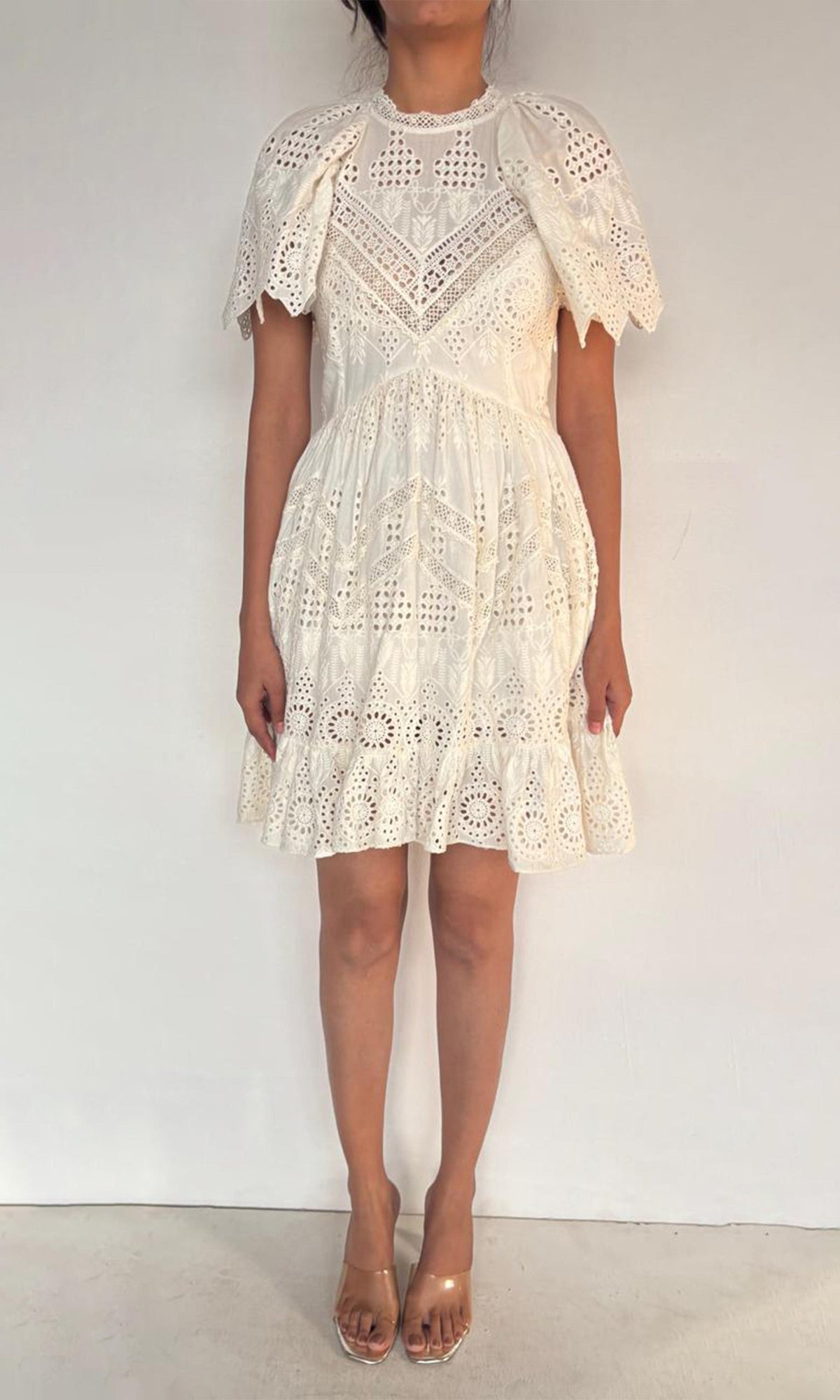 Hemant And Nandita | Ruby Cotton Schiffli Short Dress | White