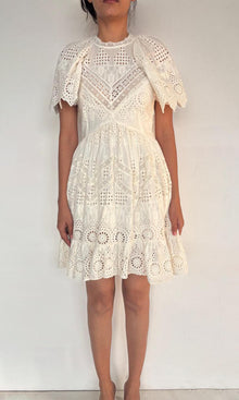 Hemant And Nandita | Ruby Cotton Schiffli Short Dress | White