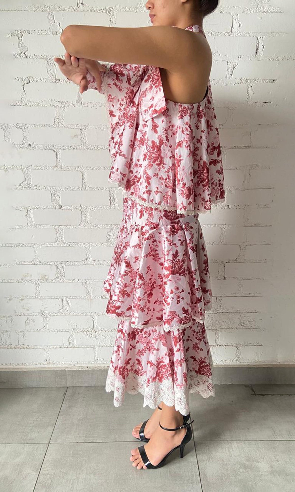 Hemant And Nandita | Runss Taffeta Midi Dress | Peach
