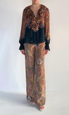 Hemant And Nandita | Ruza Viscose Flat Chiffon Top | Green Multi