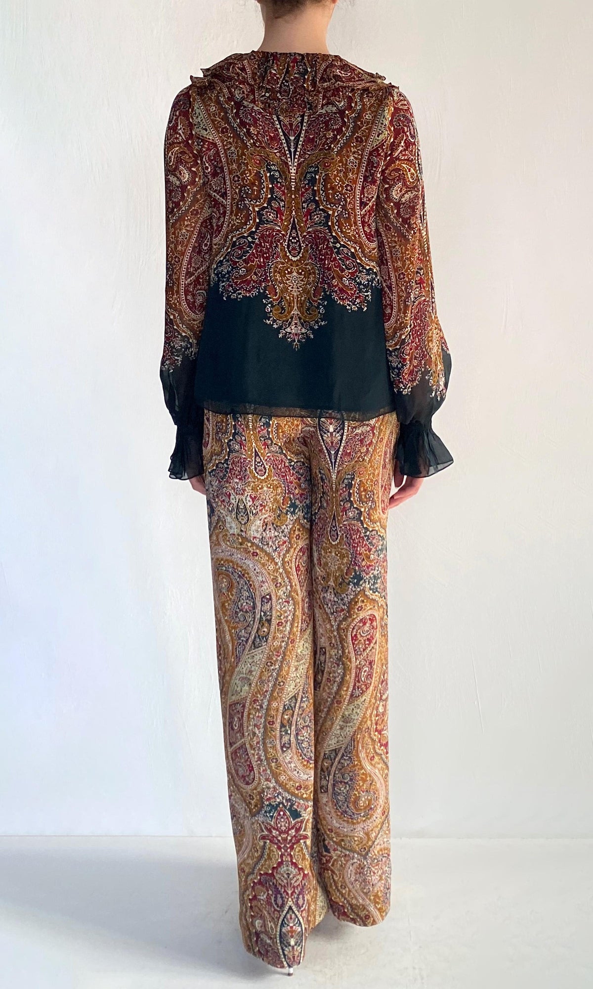 Hemant And Nandita | Ruza Viscose Flat Chiffon Top | Green Multi