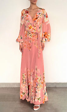Hemant And Nandita | Saba Viscose Long Dress | Pink