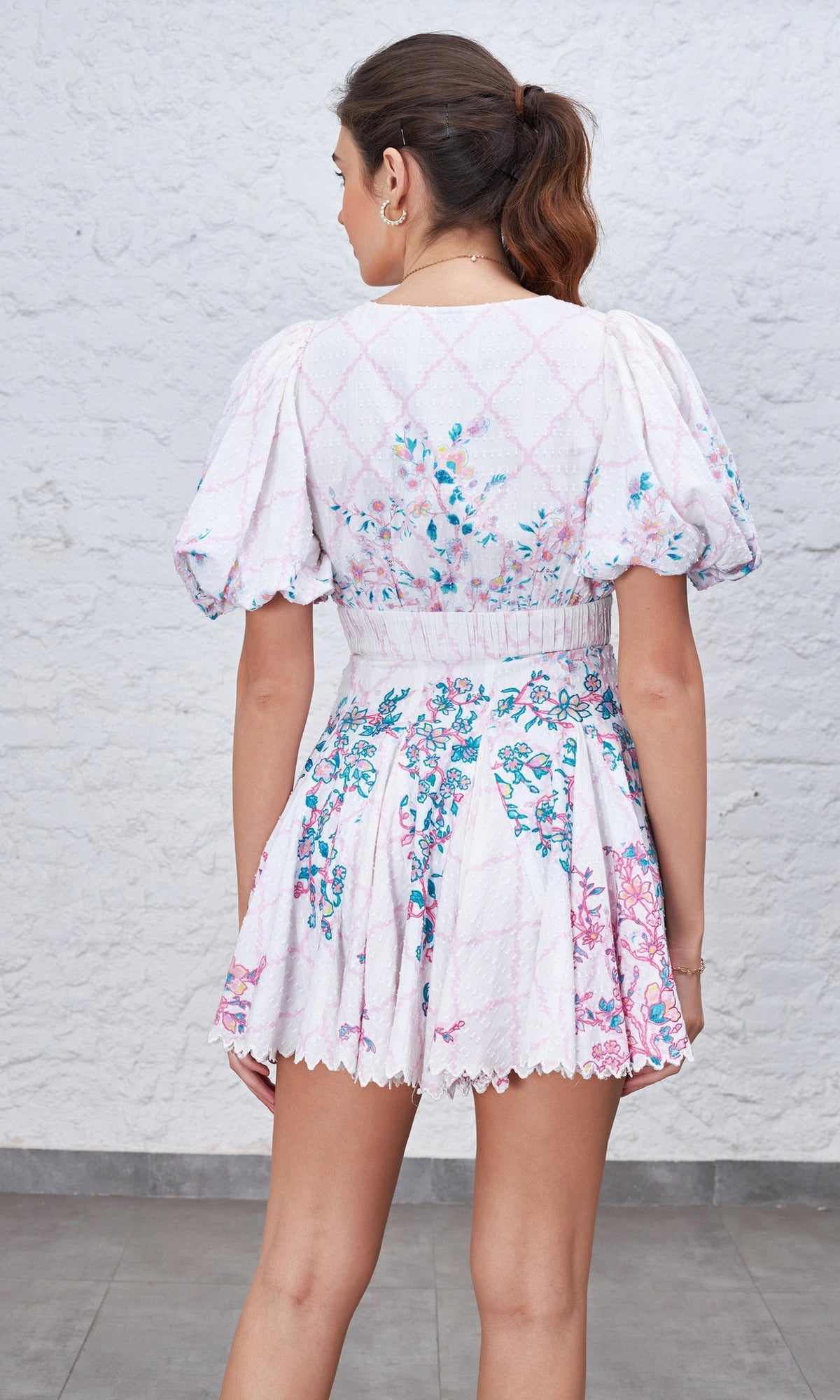 Hemant And Nandita | Sahar Cotton Short Dress | White Multi