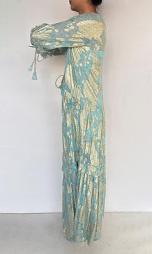 Womens | Sahar Viscose Georgette Lurex Kaftan | Blue