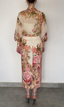 Hemant And Nandita | Sama Viscose Chiffon Shirt With Cami | Ivory Multi