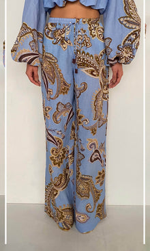 Womens | Saya Linen Cotton Pull On Pants | Cornflour Blue