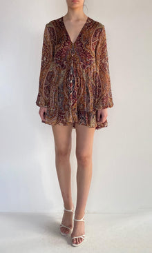 Hemant And Nandita | Shifa Viscose Flat Chiffon Mini Dress | Burgundy