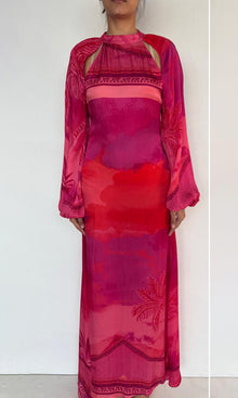 Hemant And Nandita | Soma Polyester Satin Long Dress | Pink