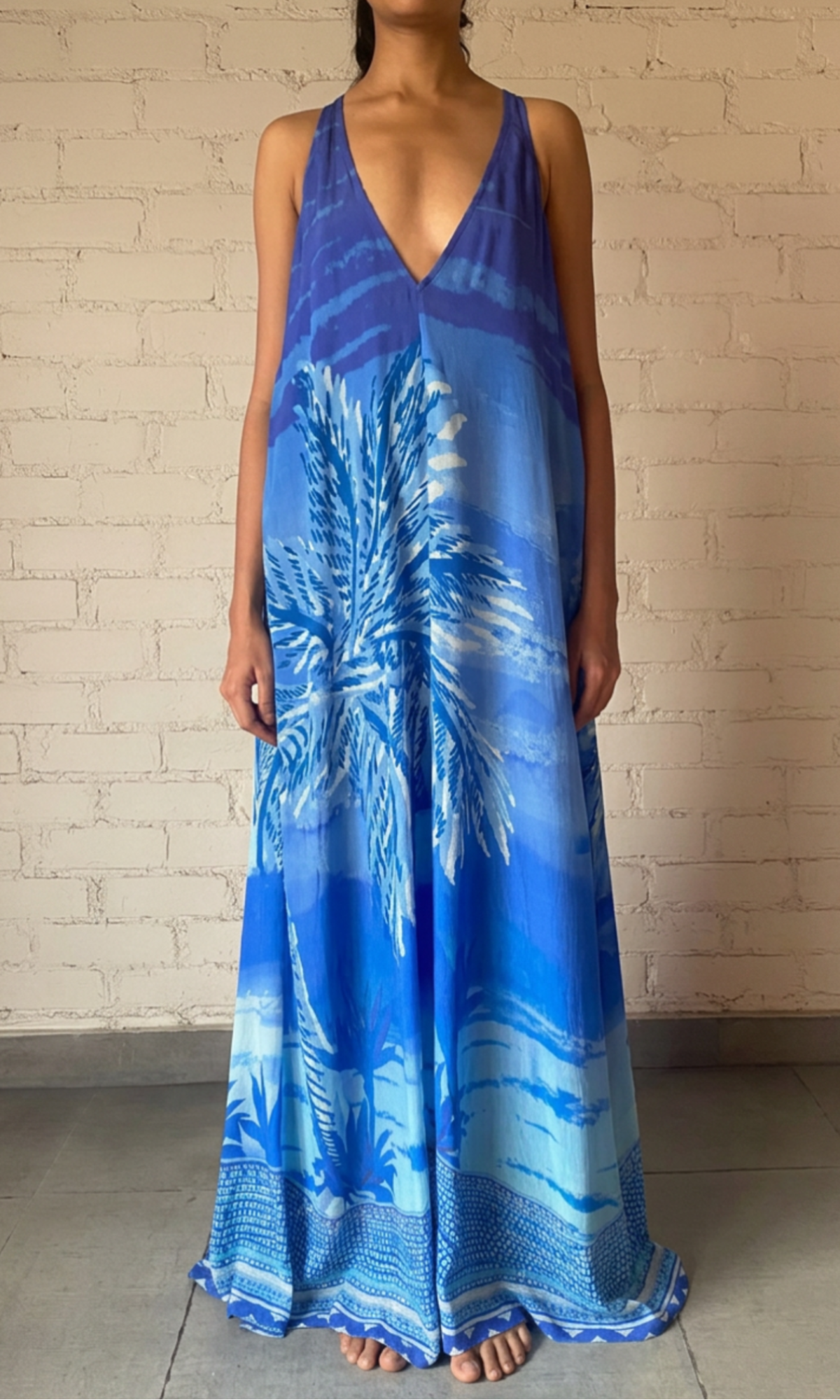 Hemant And Nandita | Soma Viscose Long Dress | Blue