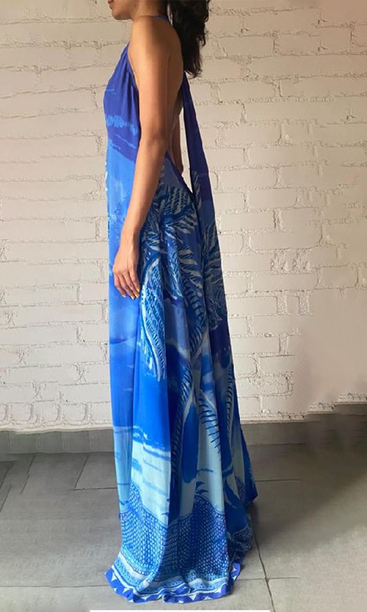 Hemant And Nandita | Soma Viscose Long Dress | Blue