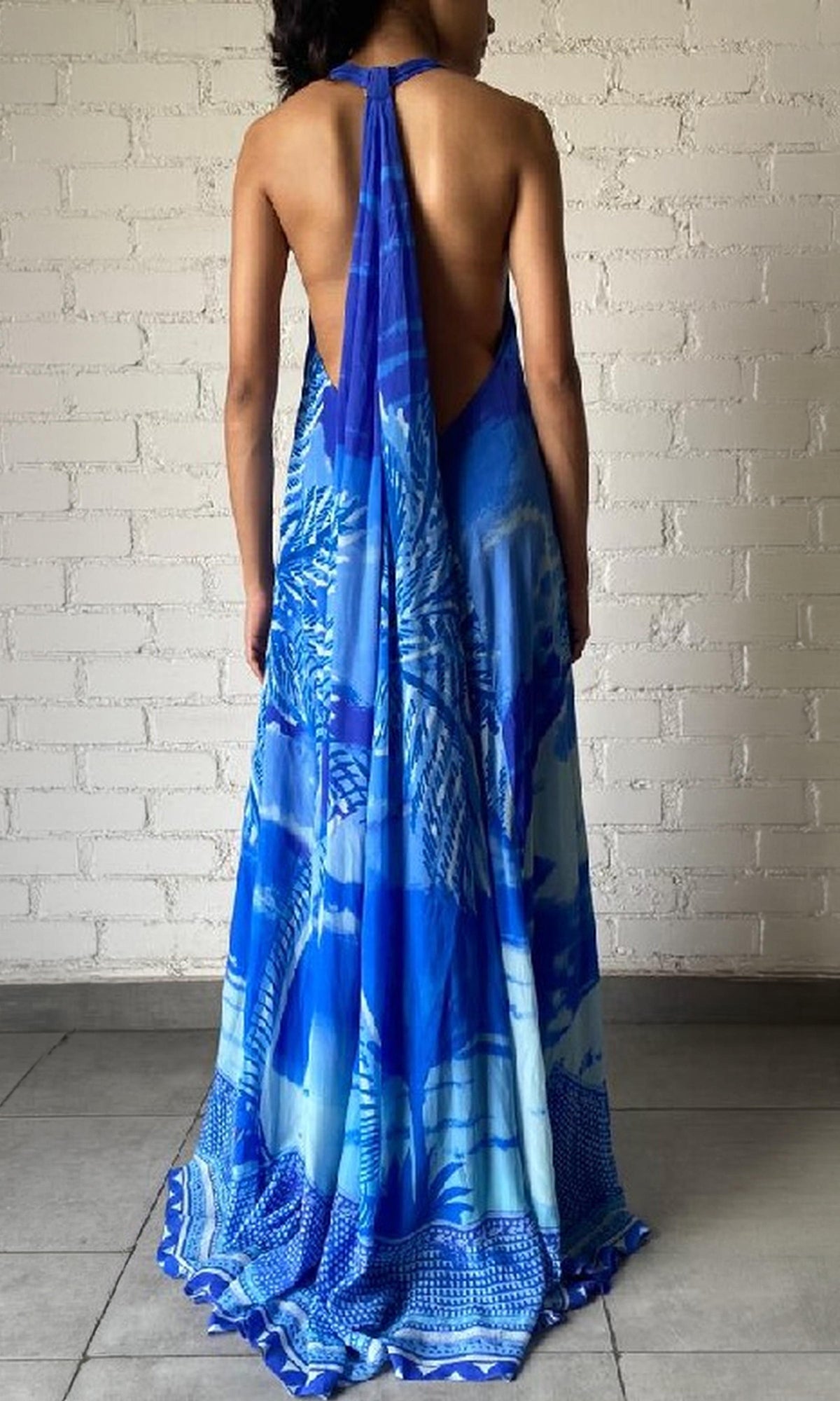Hemant And Nandita | Soma Viscose Long Dress | Blue