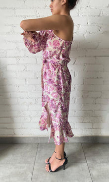 Hemant And Nandita | Suki Velvet Brasso Midi Dress | Purple