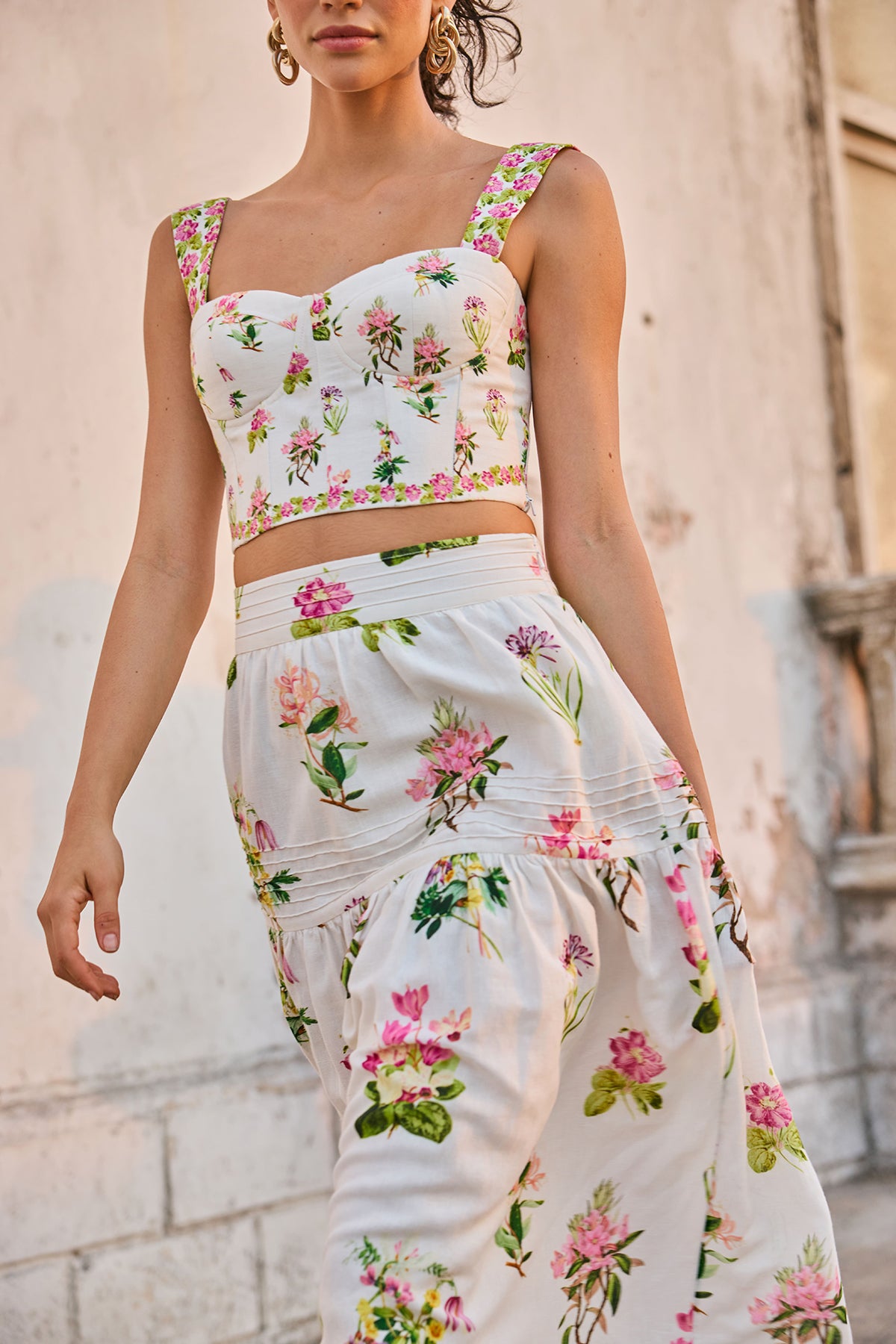 Midi Skirt | White Floral