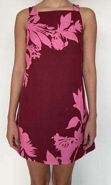 Hemant And Nandita | Tehr Linen Cotton Short Dress | Black Magenta
