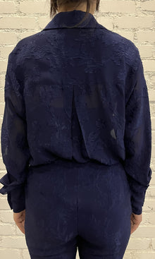 Hemant And Nandita | Tiya Viscose Georgette Jacquard Shirt | Blue