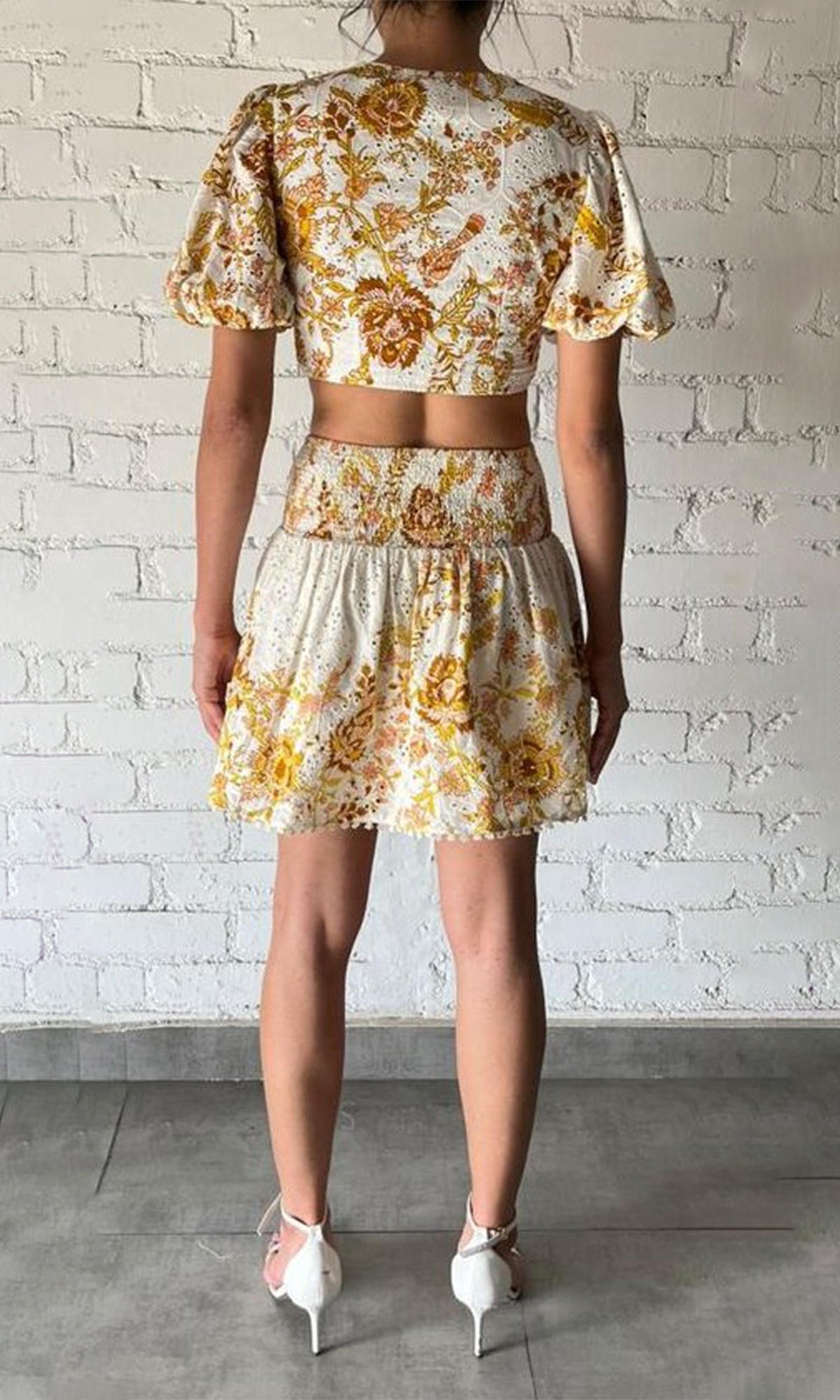 Hemant And Nandita | Tora Cotton Schiffly Mini Skirt | Off White