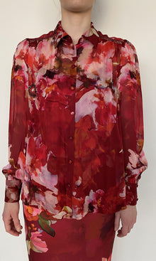 Hemant And Nandita | Tuhi Viscose Flat Chiffon Boho Top With Cami | Burgundy Multi