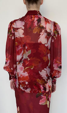 Hemant And Nandita | Tuhi Viscose Flat Chiffon Boho Top With Cami | Burgundy Multi