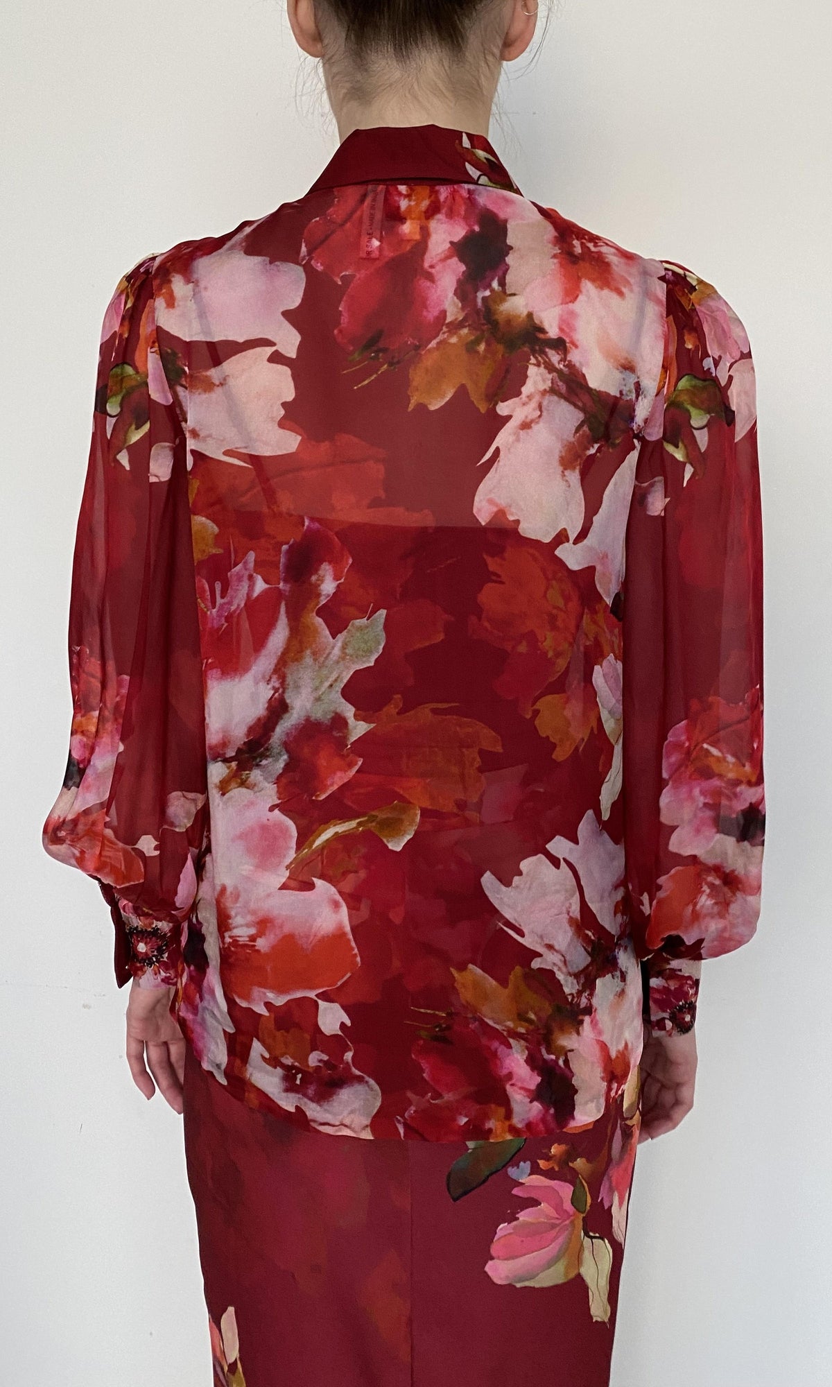Hemant And Nandita | Tuhi Viscose Flat Chiffon Boho Top With Cami | Burgundy Multi