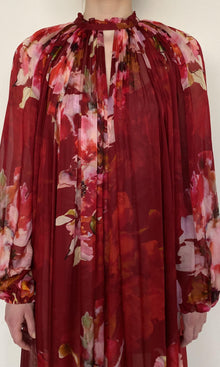 Womens | Tuhi Viscose Flat Chiffone Maxi Dress | Burgundy Multi