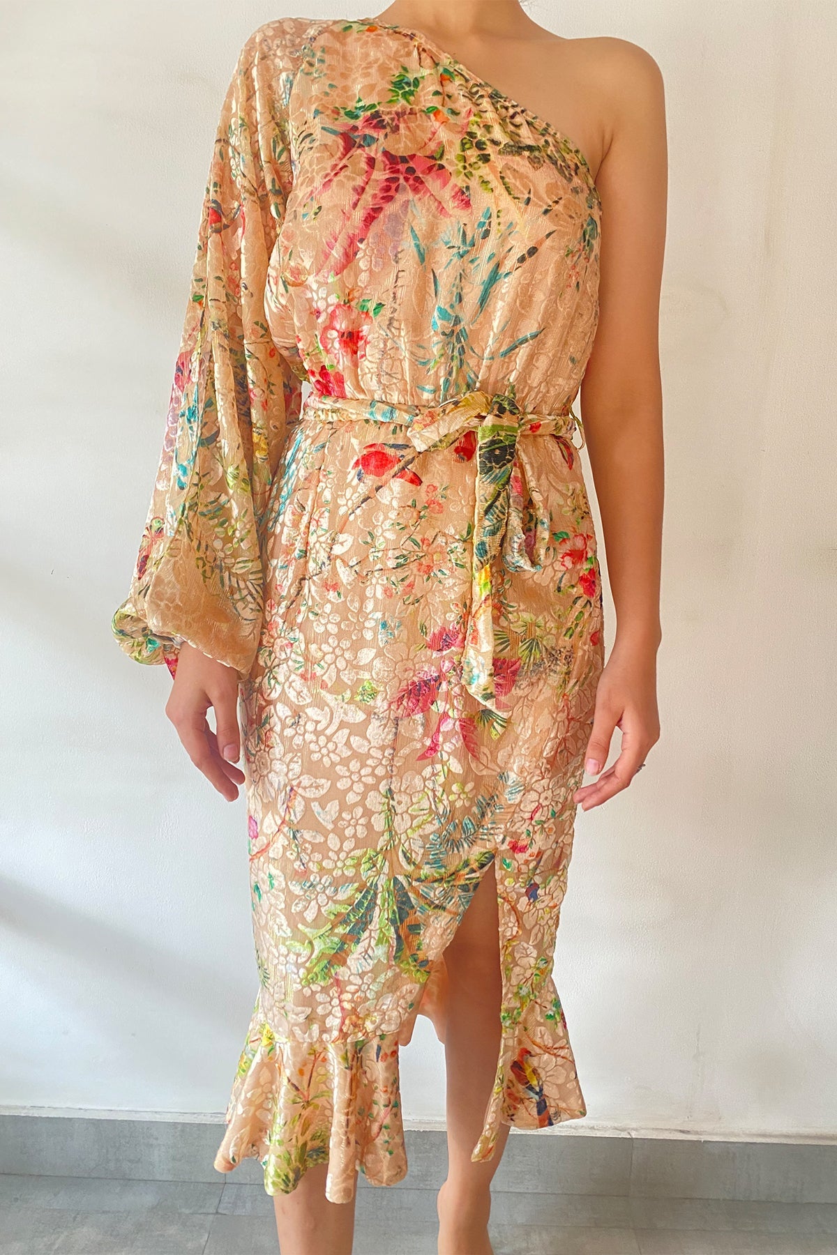 Midi Dress | Peach/Multi