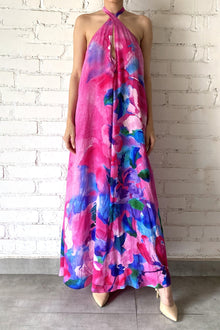 Bemberg Cupro Crepe Long Dress | Pink/Multi