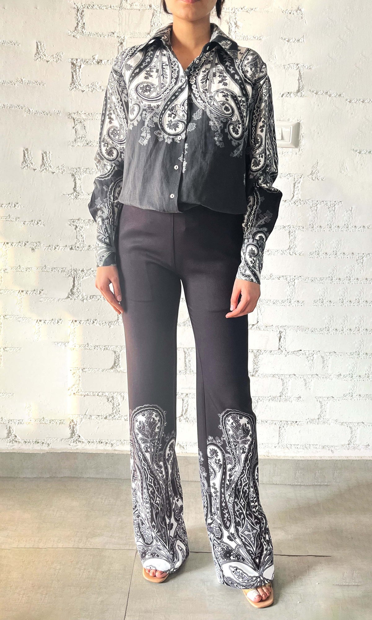 Hemant And Nandita | Viri Heavy Crepe Pants | Black White