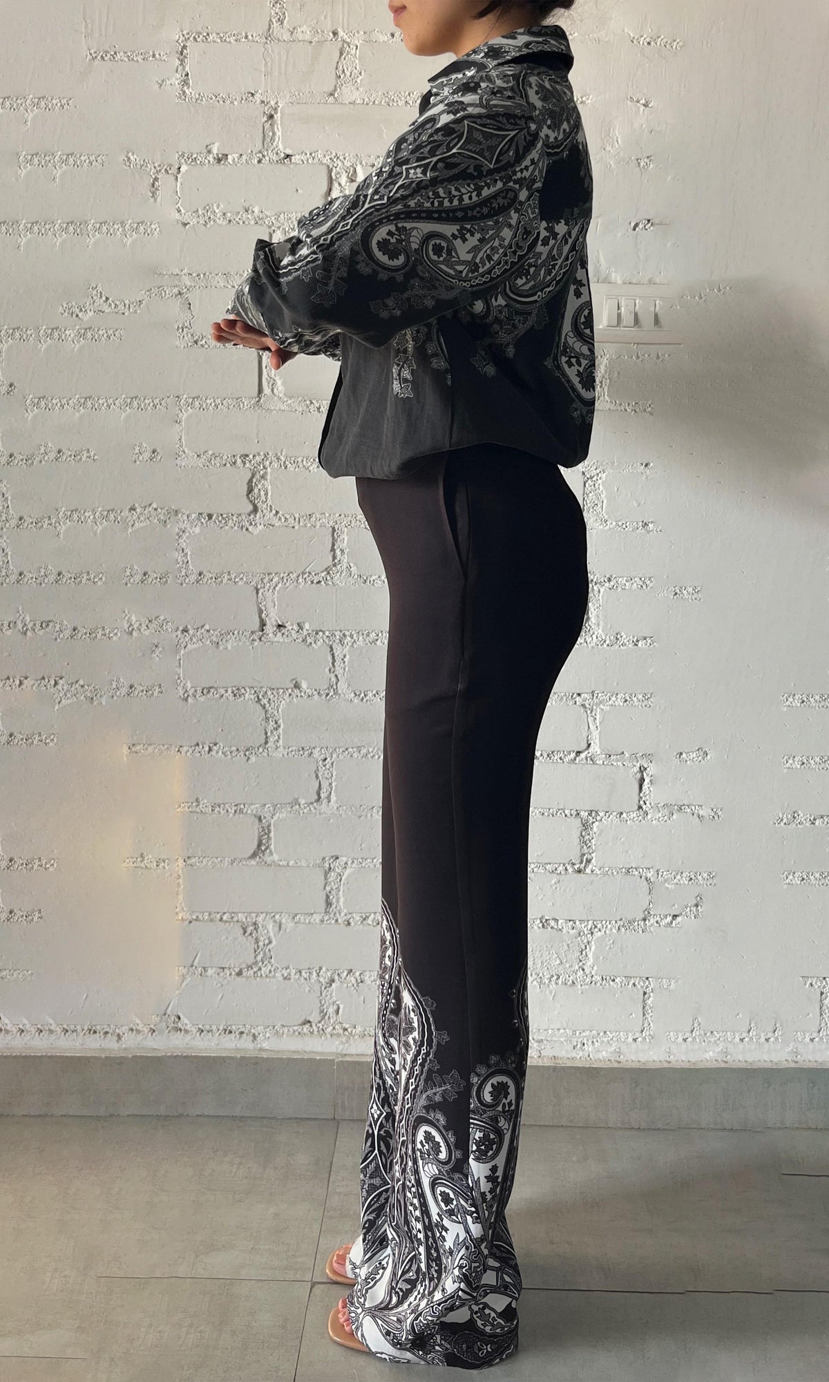 Hemant And Nandita | Viri Heavy Crepe Pants | Black White