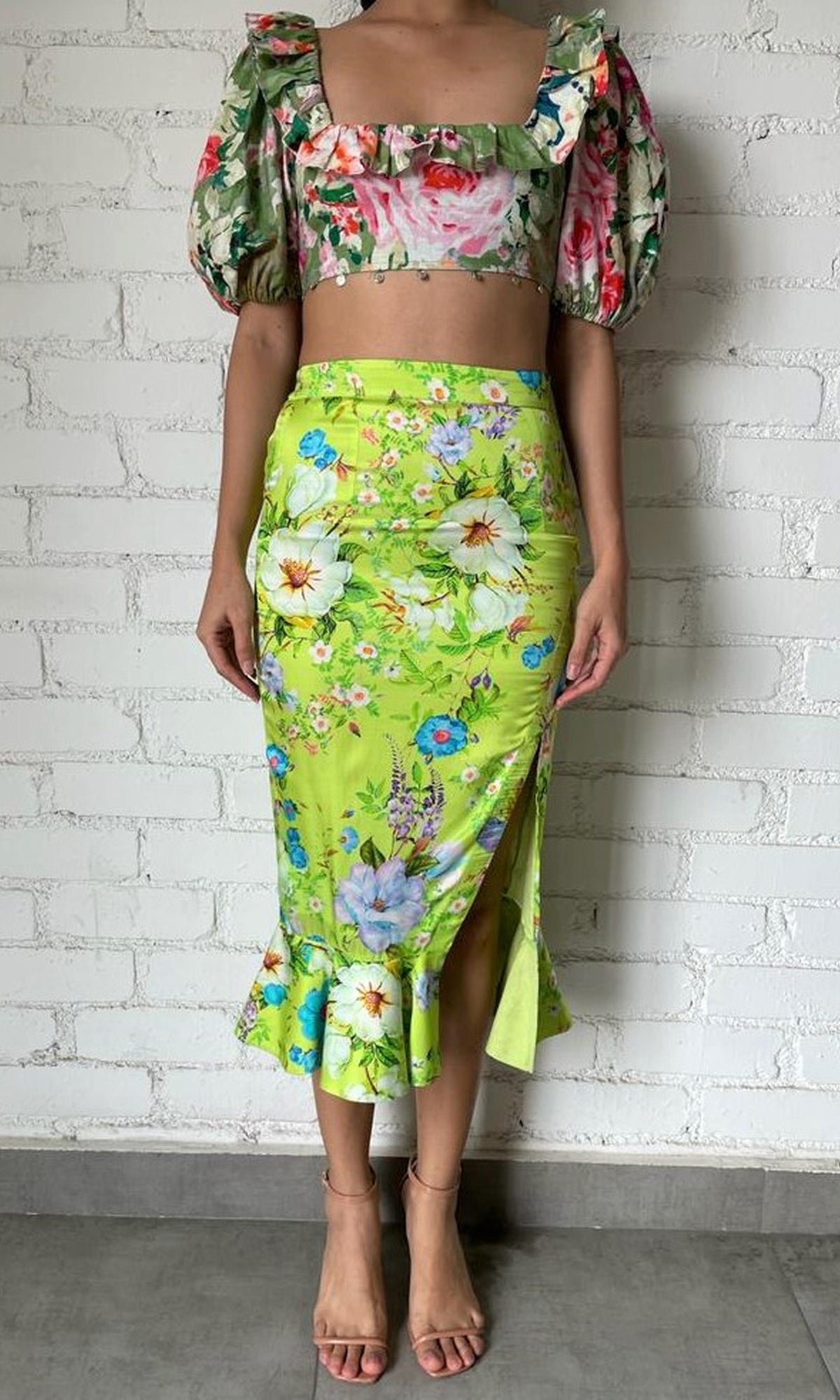 Hemant And Nandita | Zaria Cotton Linen Top | Military Green