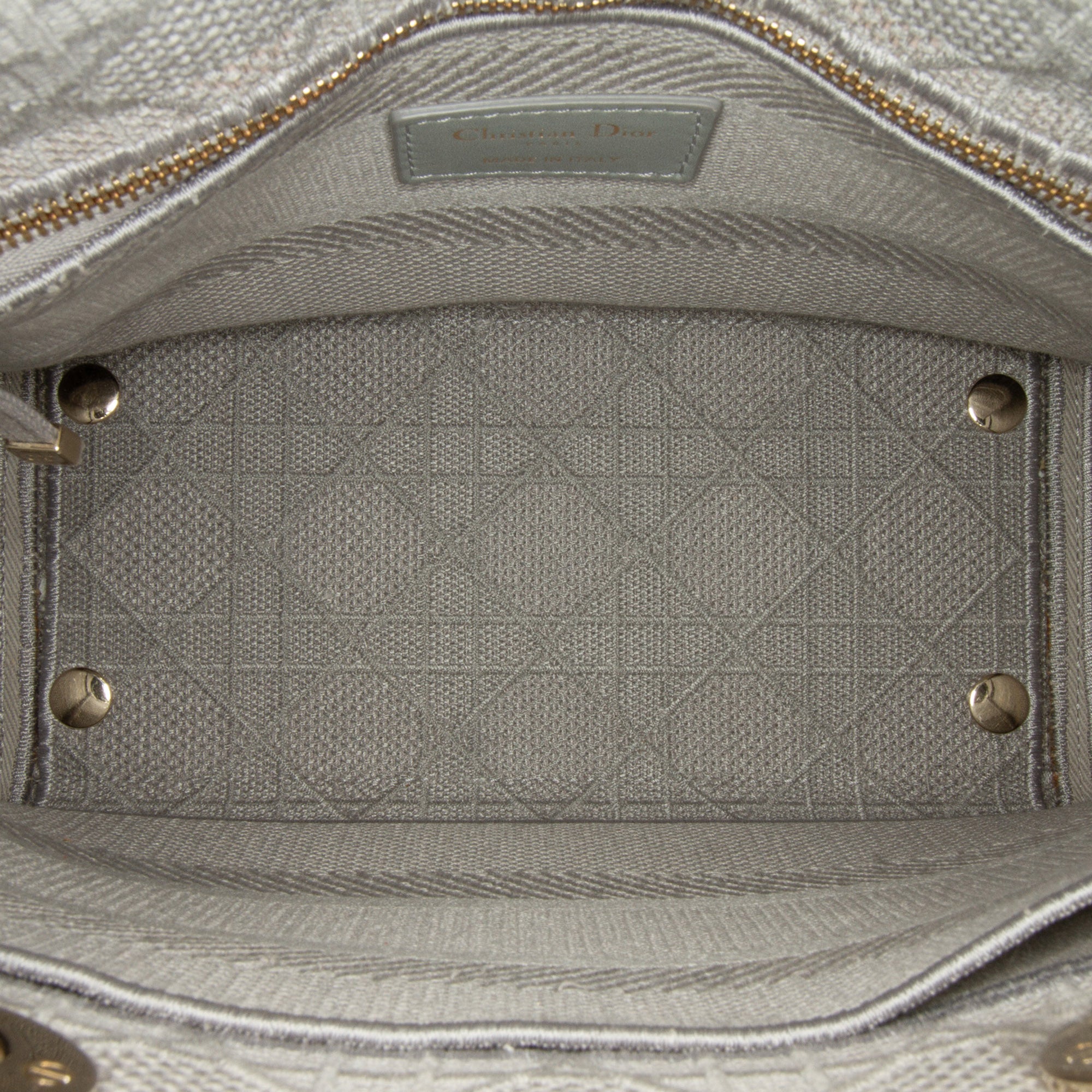 Dior | Pre-Owned Medium Canvas Cannage Lady D Lite - IV | Gray/Light Gray