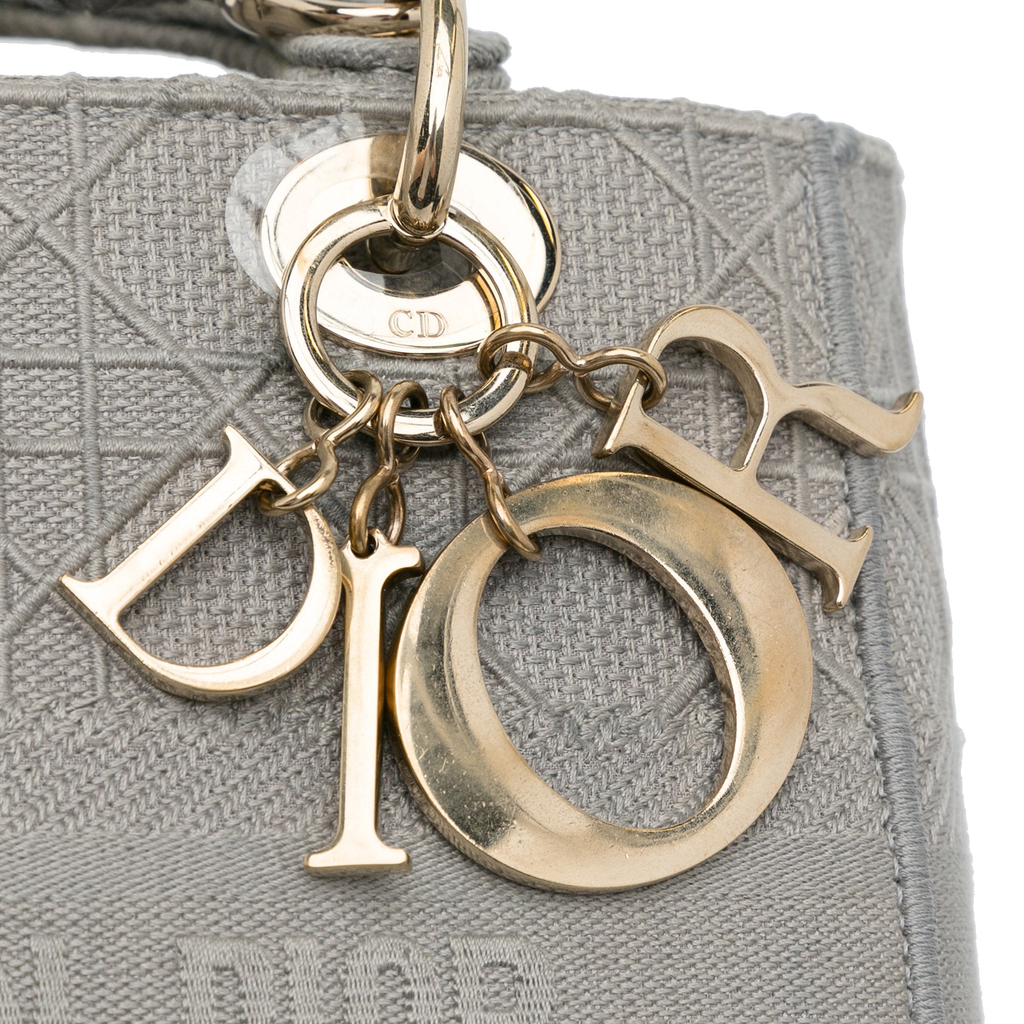 Dior | Pre-Owned Medium Canvas Cannage Lady D Lite - IV | Gray/Light Gray