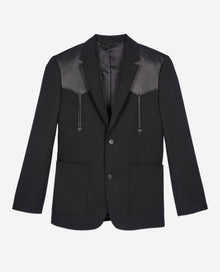 Wool Jacket With Lambskin Details | Men | Black