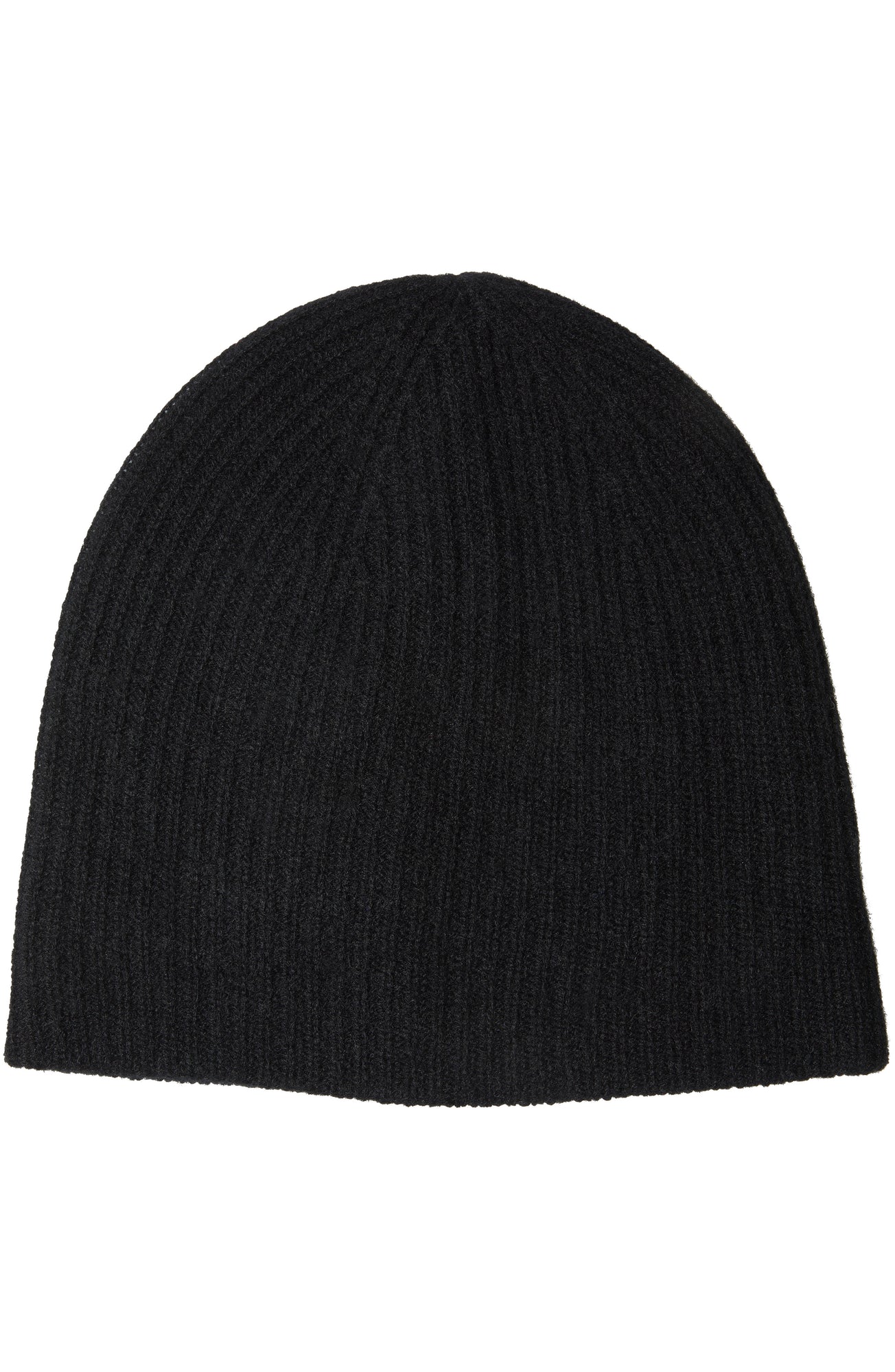 Amicale Cashmere | Women | Cashmere Rib Knit Double Layer Slouchy Hat | Black