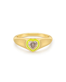 Heart Signet Ring - Neon Yellow - Gold | Plated Silver