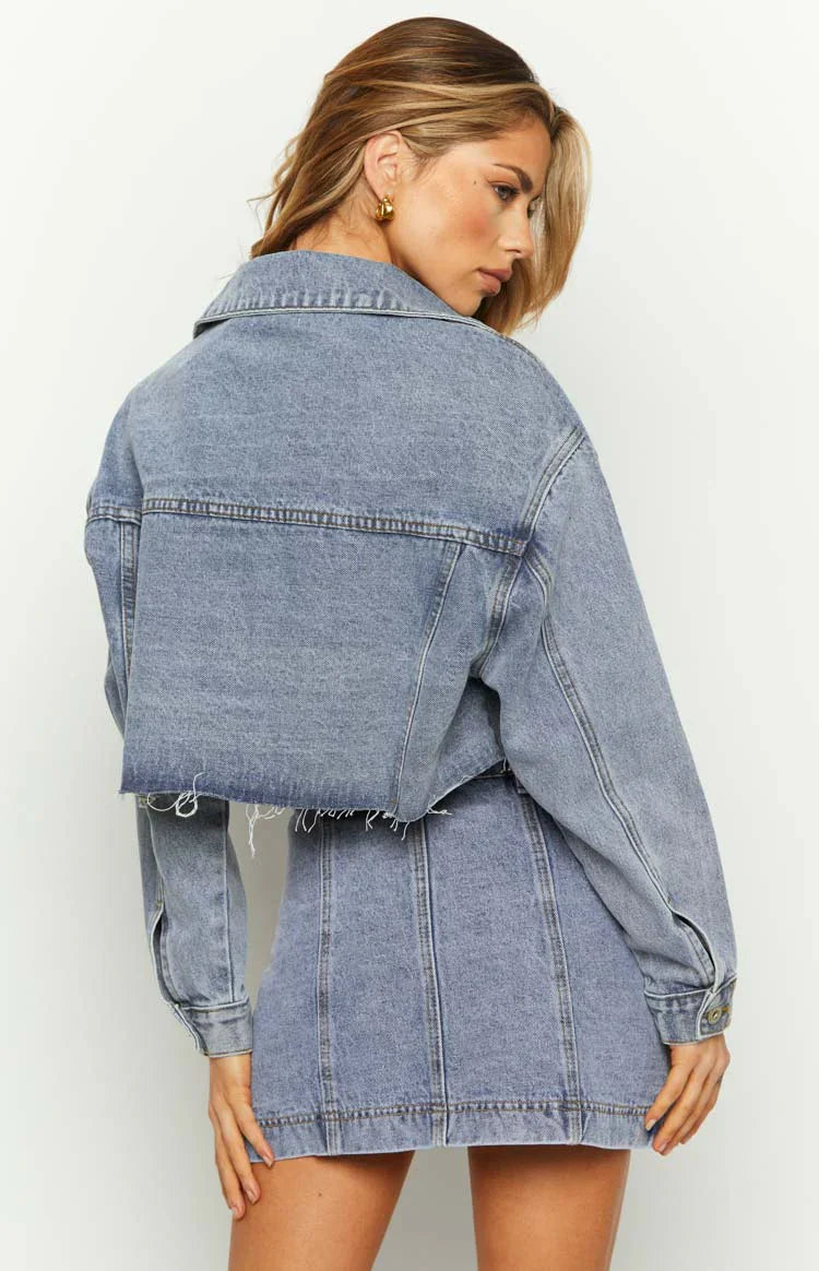 Helena Denim Cargo Mini Skirt | Mid Wash