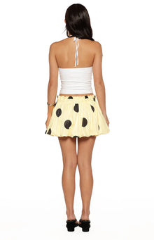 Henrietta Bubble Hem Mini Skirt | Yellow Polka Dot