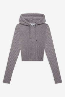 Heritage cloud knit zip up hoodie grey rain cloud