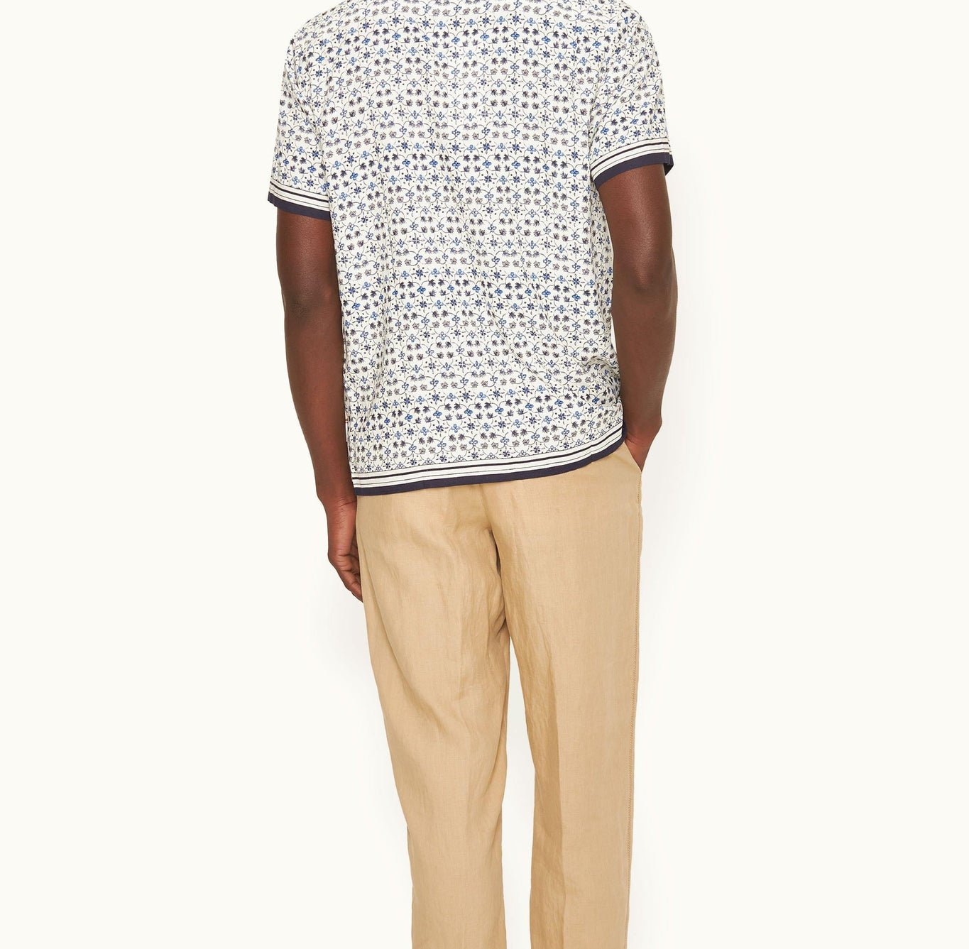 Hibbert Fiore Print Classic Fit Capri Collar Shirt | Cashew