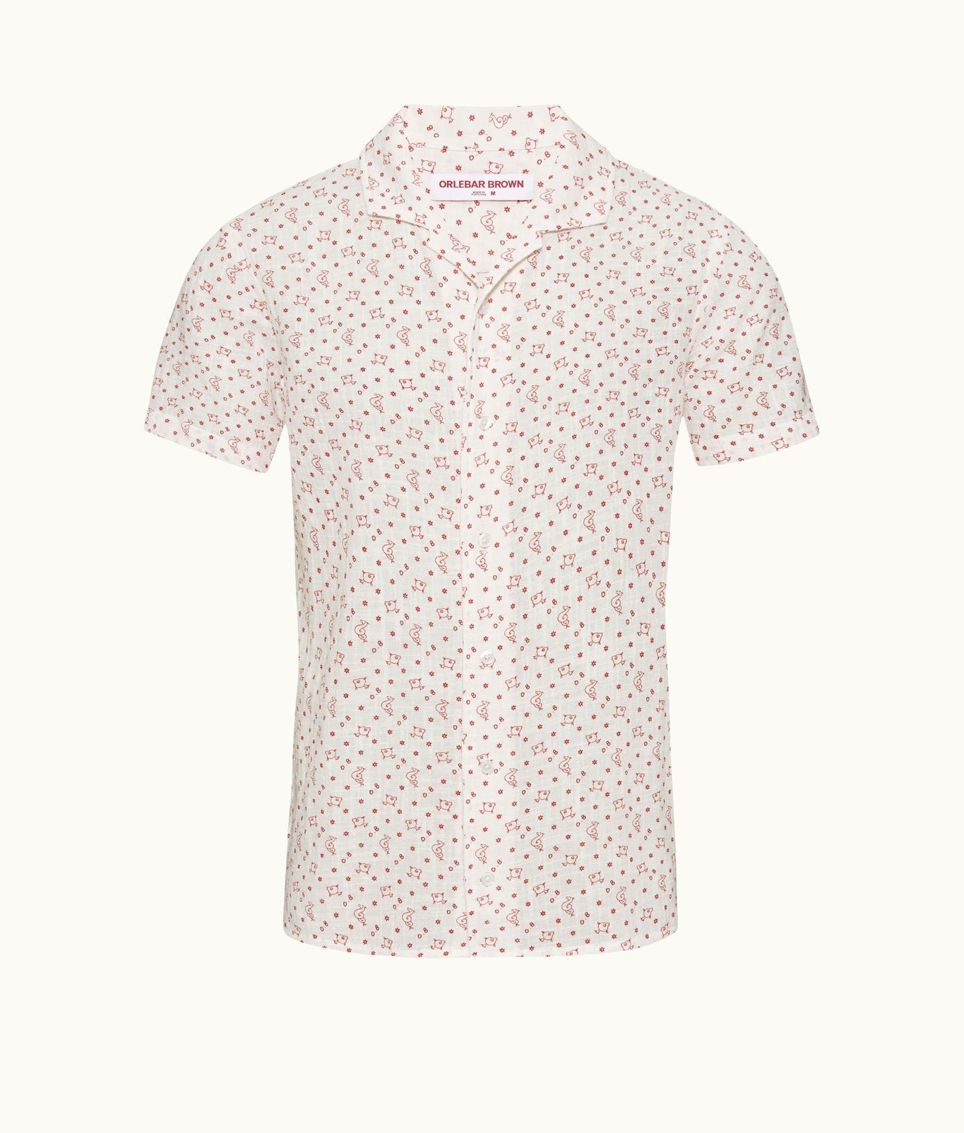 Hibbert Logo Print Classic Fit Capri Collar Shirt | White Sand