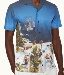 Hibbert Photographic Print Classic Fit Capri Collar Cotton Shirt | Terrace