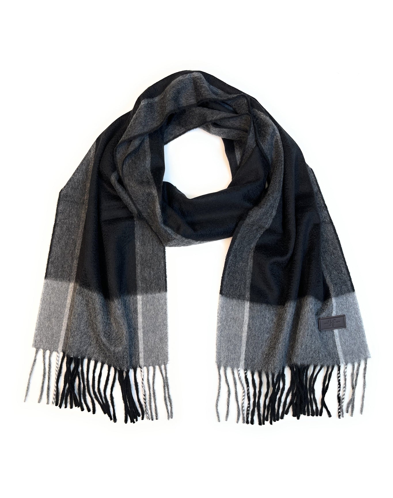Hickey Freeman | Men | Cashmere Herringbone Color Block Scarf | Black