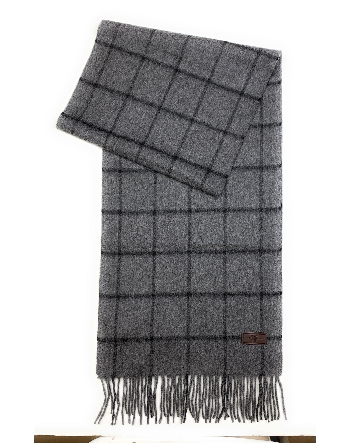Hickey Freeman | Men | Cashmere Window Pane Scarf | Grey/Black