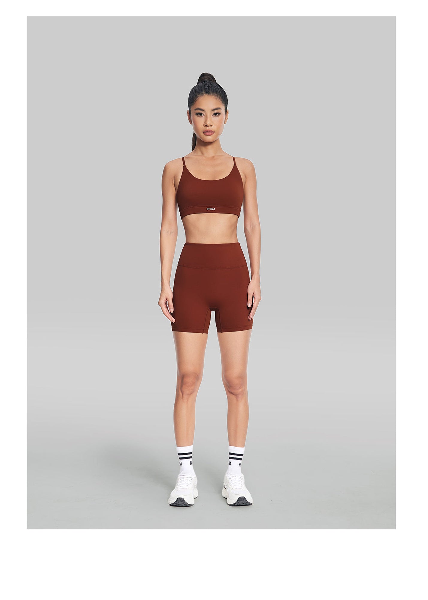 High-Waisted Impact Mesh Shorts | Rust Brown