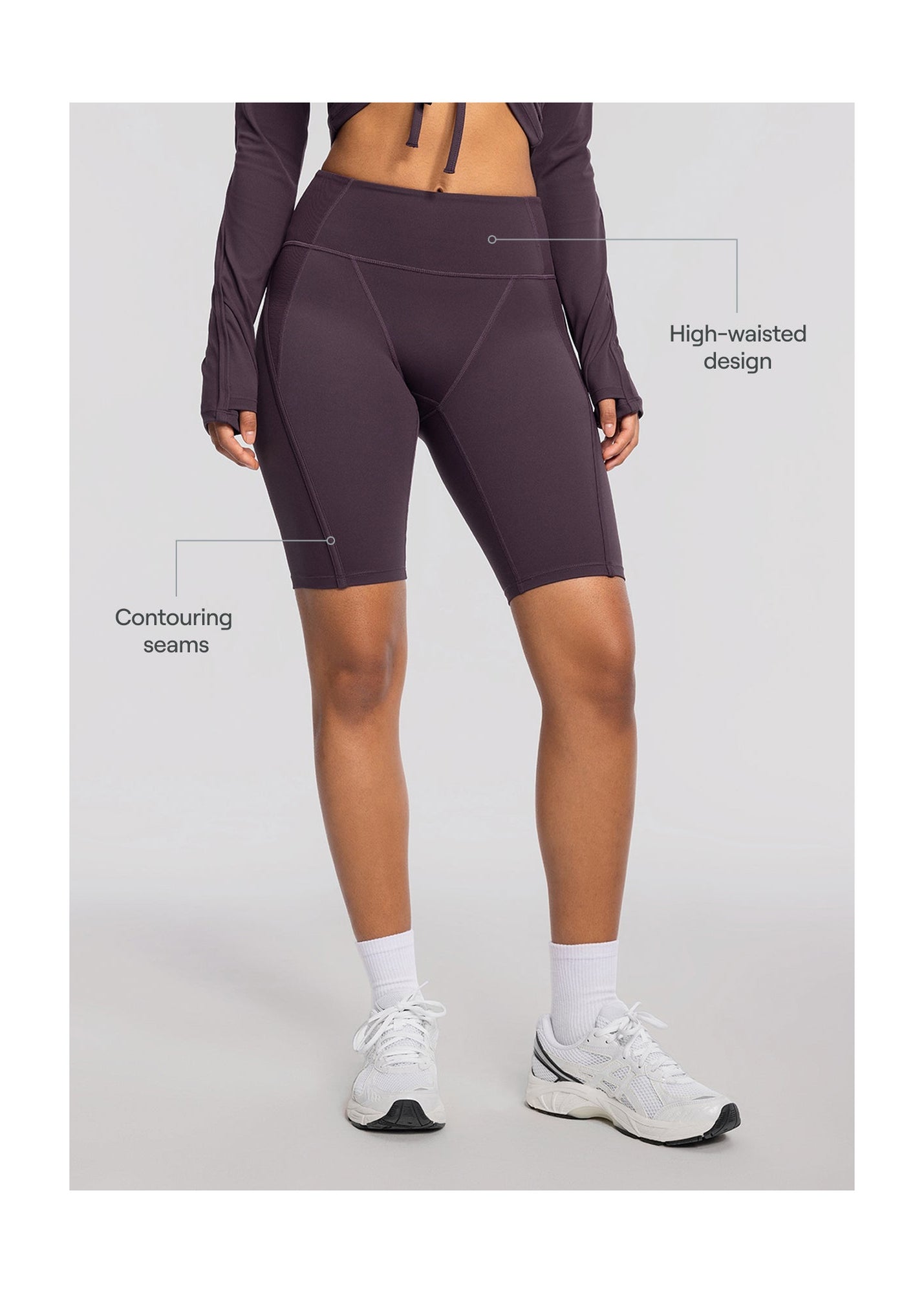 High-Waisted Performance Biker Shorts | Midnight Plum
